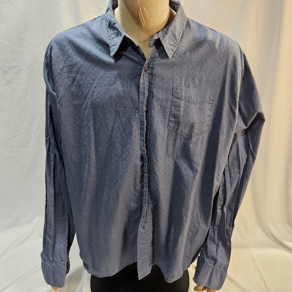 Wrangler 100% Cotton Button Down Shirt Men's Size 3XL Blue Short Sleeve RN130273